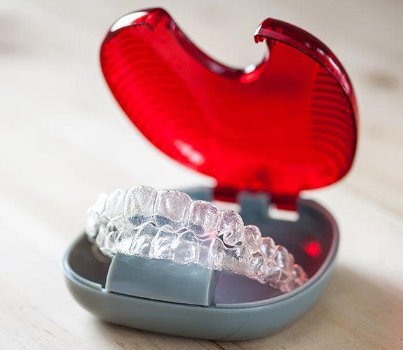 Clear aligners in a protective case